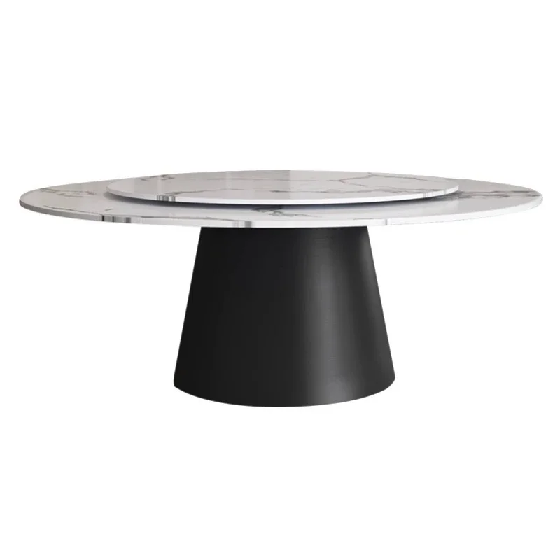 

Простой круглый обеденный стол из мраморного сланца со стульями. Элитный обеденный стол для дома и отелей.