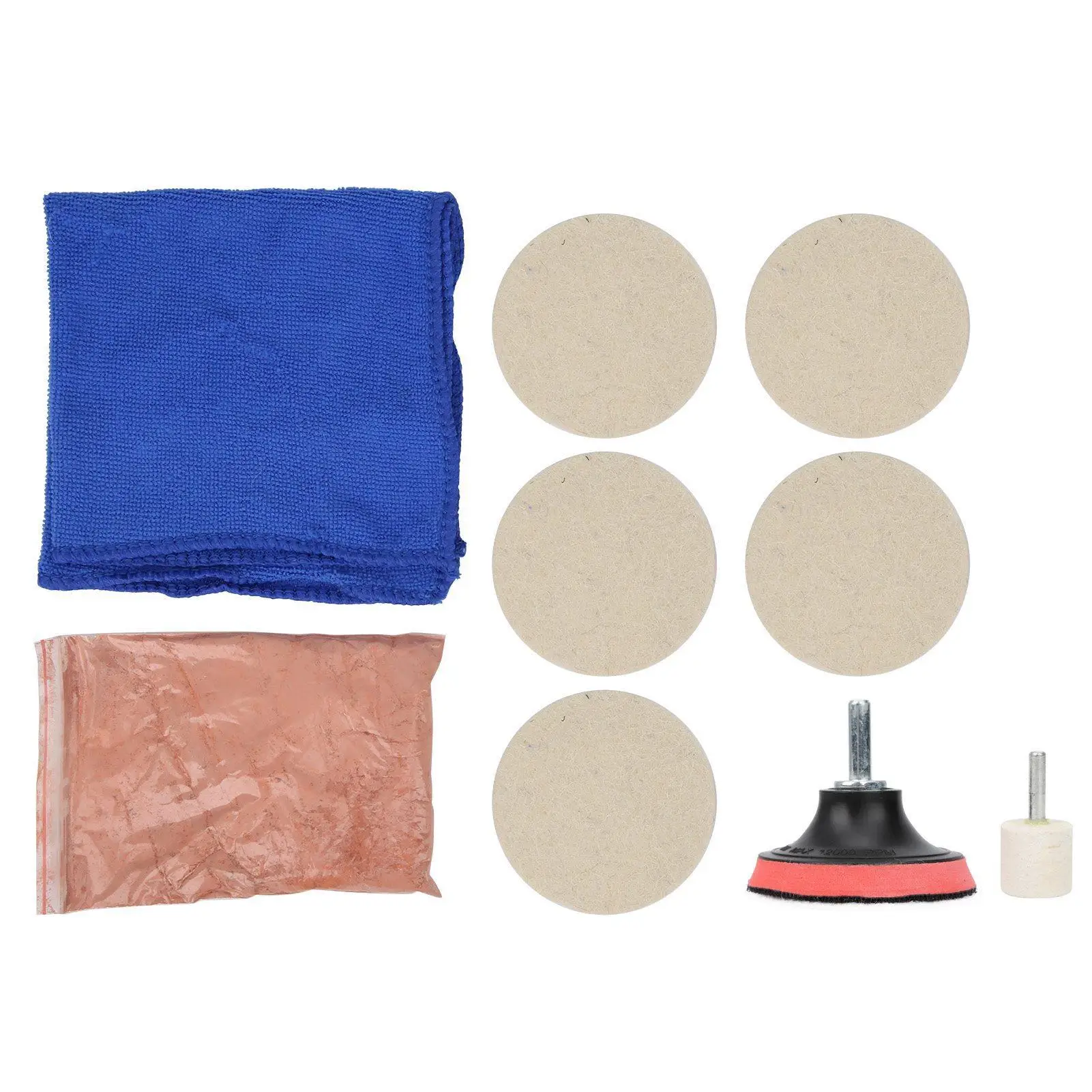 100g Cerium Oxide Glass Scratch Remover Kit for Car Windscreen - Polishing Pad and Wheels Set Included