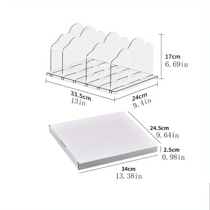 

2026-Adjustable Acrylic Bookends Stand Desk Organizer Wardrobe Divider Shelf for Bookcase Cabinet Libraries - Magazine Holder