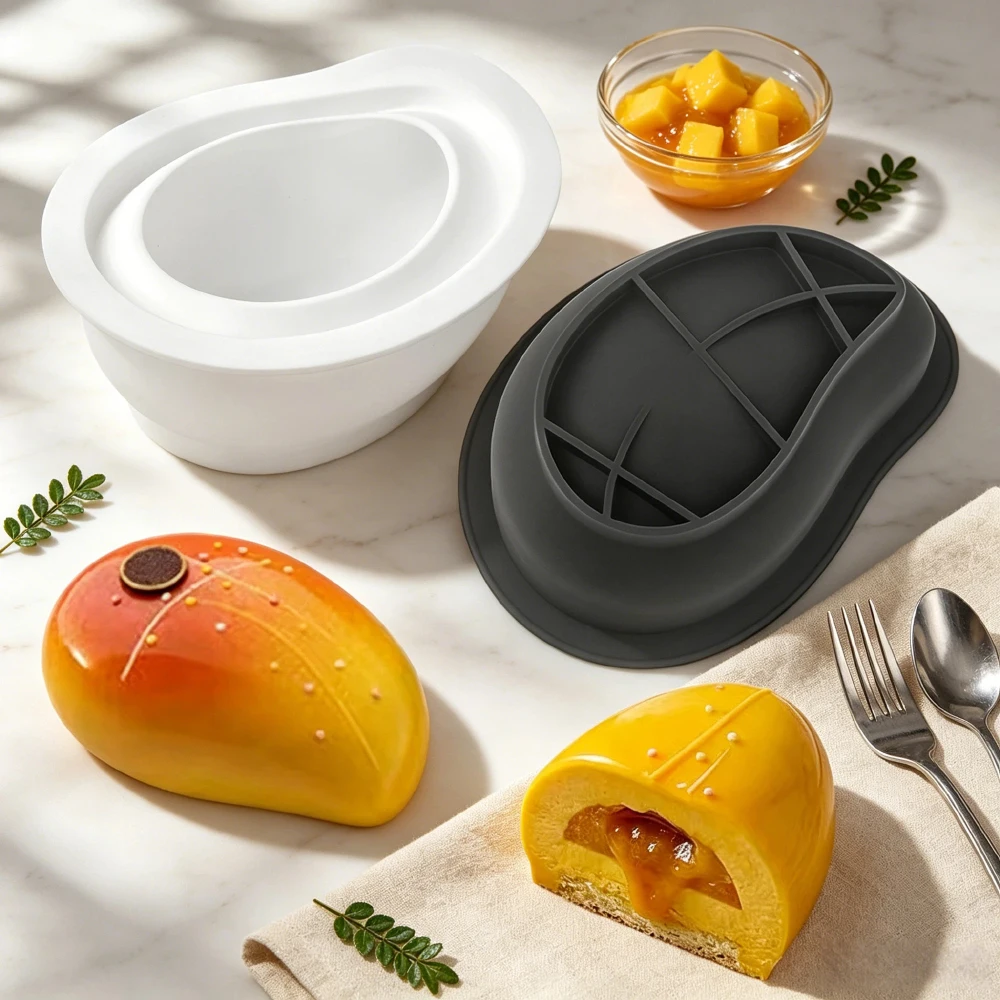 Stampi in Silicone per Mousse alla Francese a Forma di Mango con 1/3/6/12 Cavità, Stampi per Dolci e Cioccolato di Grado Alimentare, Utensili da Cucin