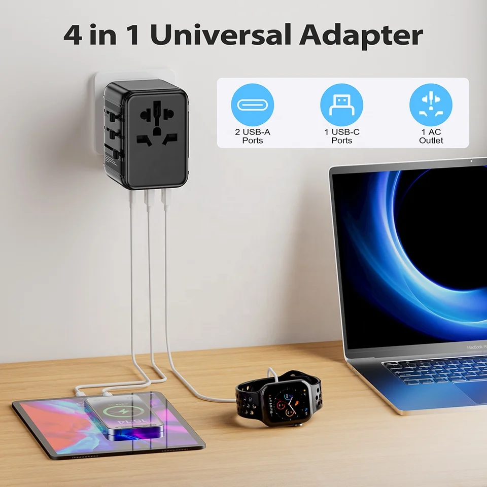 All-in-one Worldwide Fast Charging Wall Charger International Travel Adaptor Universal Power Adapter