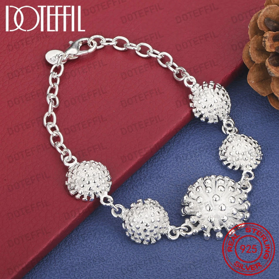 Luxuriöses 925 Sterling Silber 8-Zoll Zartes Seeigel-Armband für Damen, Bezauberndes Hochzeitsgeschenk-Accessoire