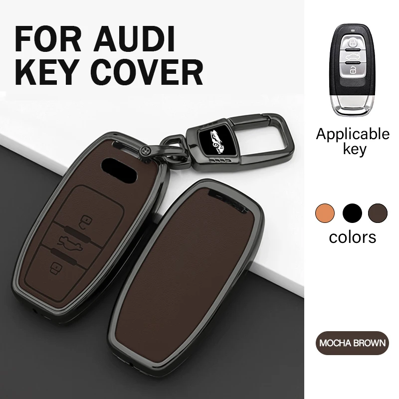 Funda Protectora Metálica para Llave de Auto, para Audi A3 A4L A4 A5 A6 A8 Quattro Q5 Q7 - Cubierta para Llave de Control Remoto, Funda Llave, Llavero