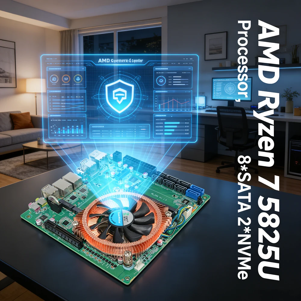 

2025 AMD Ryzen 7 5825U 5800H Материнская плата с 8 отсеками NAS Firewall 8 * SATA 2 * NVMe 2 * 2,5G LAN 2 * DDR4 1 * PCIE3.0 X8 Игровая материнская плата ITX