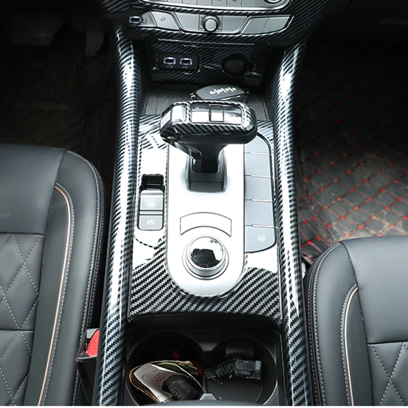 For Great Wall Cannon GWM Poer Ute 2019-2022 ABS Carbon Car Central control shift lever head shift panel trim frame accessories