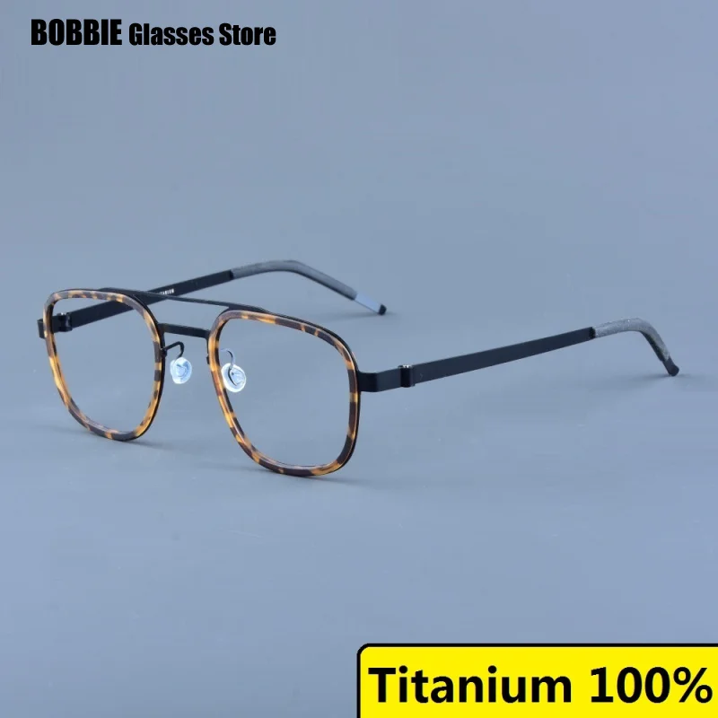 Denmark Brand Titanium Glasses Frame Men Ultralight Double Beam Women Eyeglasses Spectacles Prescription Eyewear 9738 New 2023