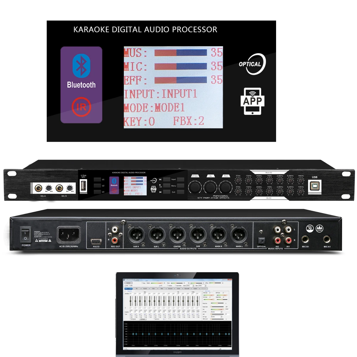 

RX-4800 Pro Digital Audio Effects Processor Microphones Stage Studio Decoder Effector KX200 With Complete Software