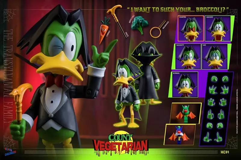 

In Stock NEW Count Duckula HC The Adventures of The Strange Duck Happy Childhood Vegetarian Earl Action Figure Model Toy Gift