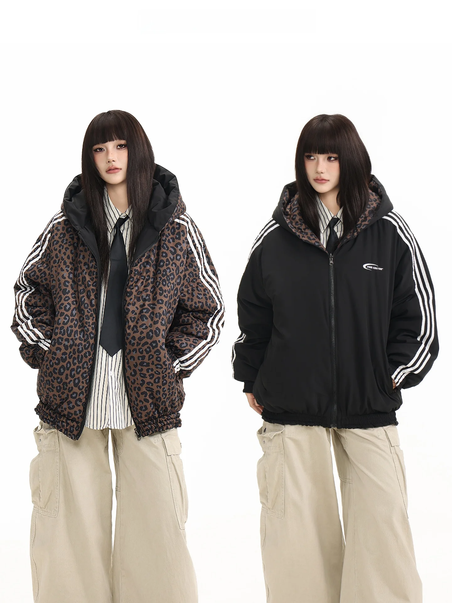 

Мужская куртка в стиле ретро с американским леопардовым принтом, двусторонняя, свободного кроя, из утолщенного хлопка, с капюшоном, с наполнителем из утолщенного полиэфирного волокна