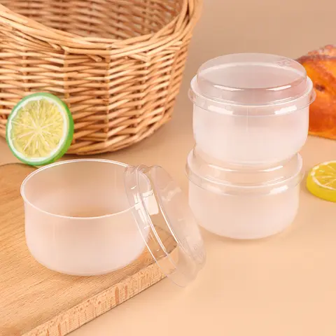 투명 베이킹 푸딩 컵, 일본 진한 베이지 푸딩 비커, 고온 내성, 뚜껑 포함, 10 세트