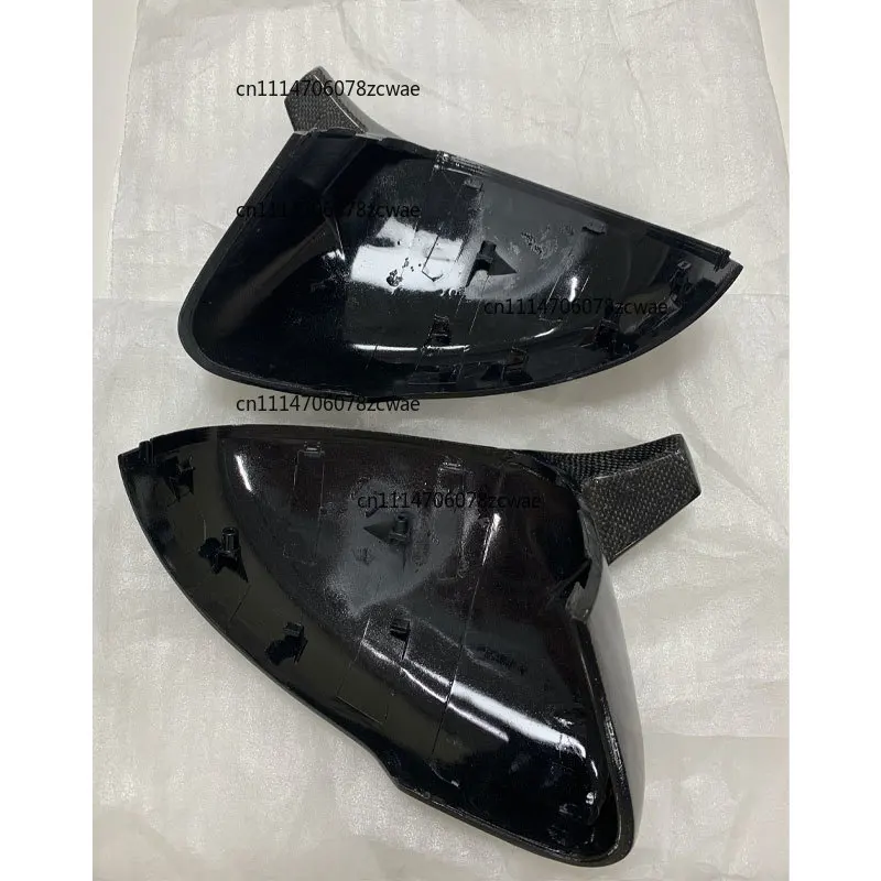 For Kia Stinger genuine carbon fiber cow horn replacement mirror shell diagonal honeycomb pattern bright black 2018-2024