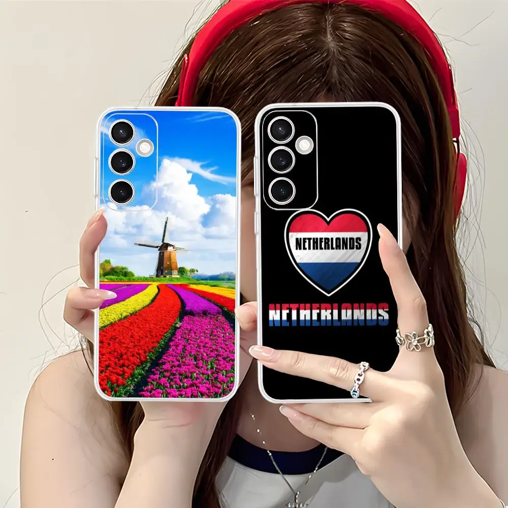 

Чехол для мобильного телефона с голландским флагом Нидерланда для Samsung Galaxy S25 S24 S23 S22 S21Plus FE Ultra Clear Color Cover Luxury Pretty