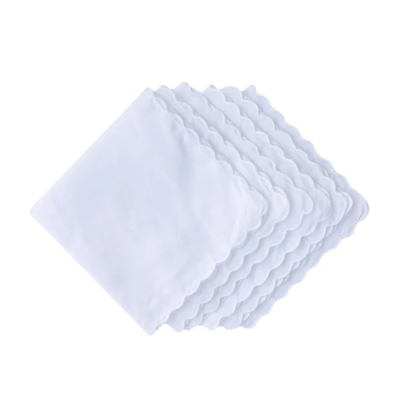 12Pcs 순수 코 튼 손수건 흰색 치아 가장자리 사각형 수건 DIY 수제 낙서 수 놓을 수 30*30cm