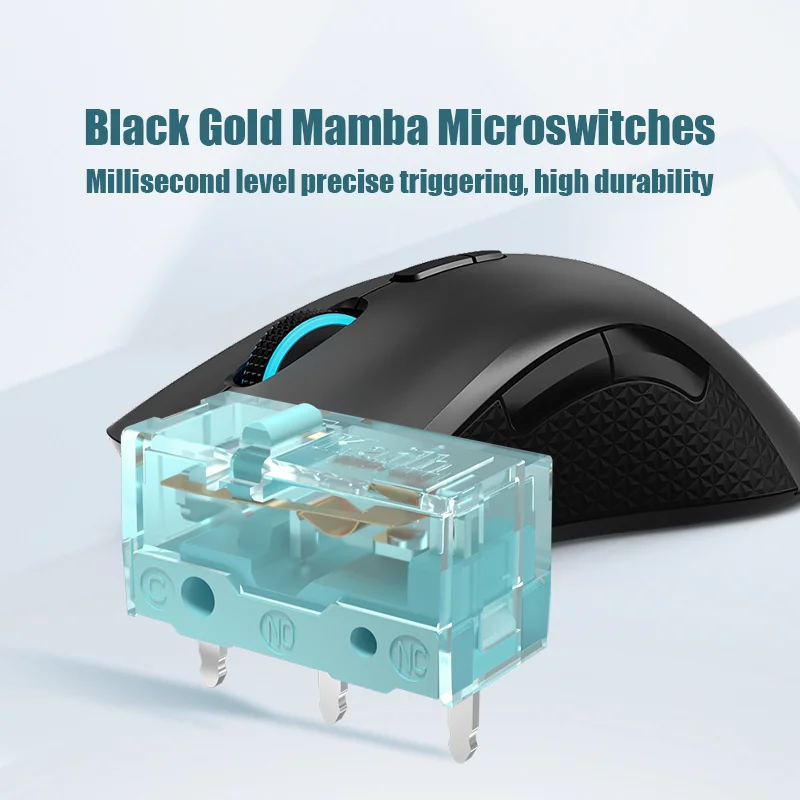 Kailh-Micro-interrupteur de jeu Mamba GM8.0, bouton de souris, lame bleue, noir et or, 90 millions de clics, 1 PC, 3 PC, 5PC