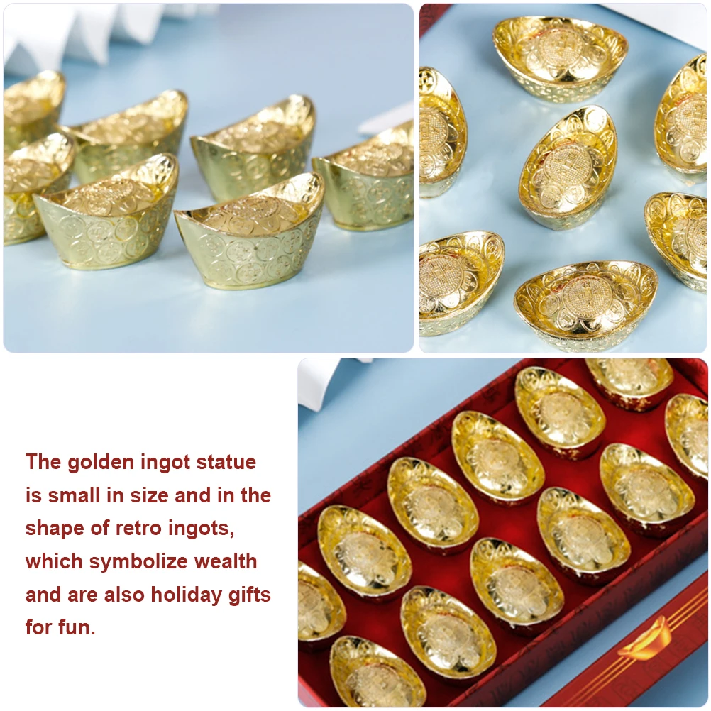 

12 Pcs Money Ornaments Chinese Handicrafts Golden Alloy Decor Mini Figure Statue Small Decorations