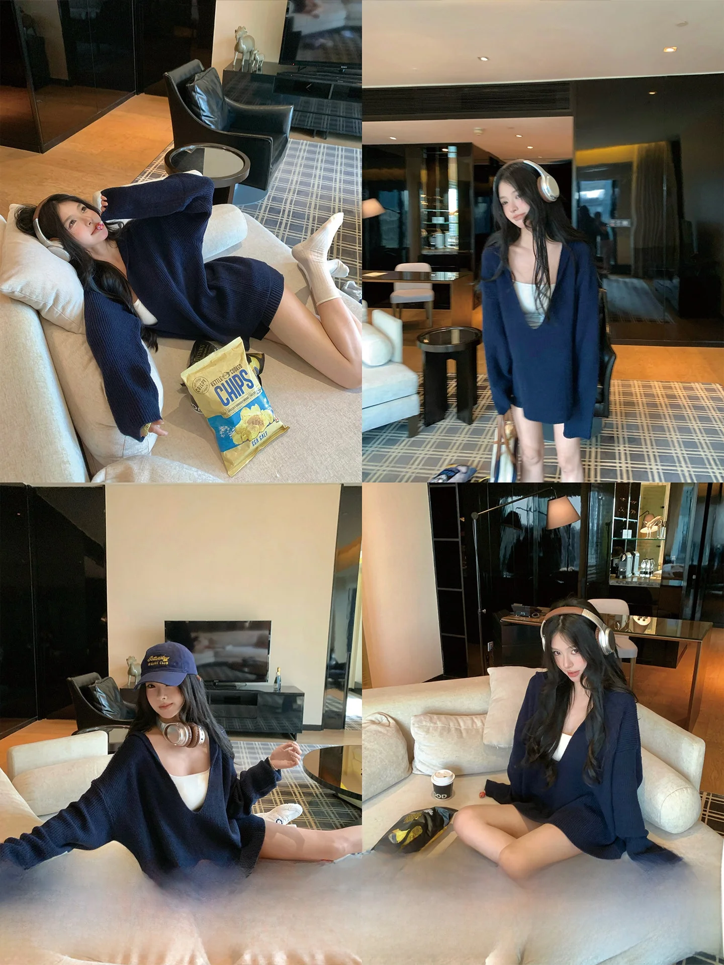 

Ladies Loose Fit Woolen Knitwear Casual Sle Korean Trend Soft V-Ne Long Sve Sweater Comfortable Leisure Faion