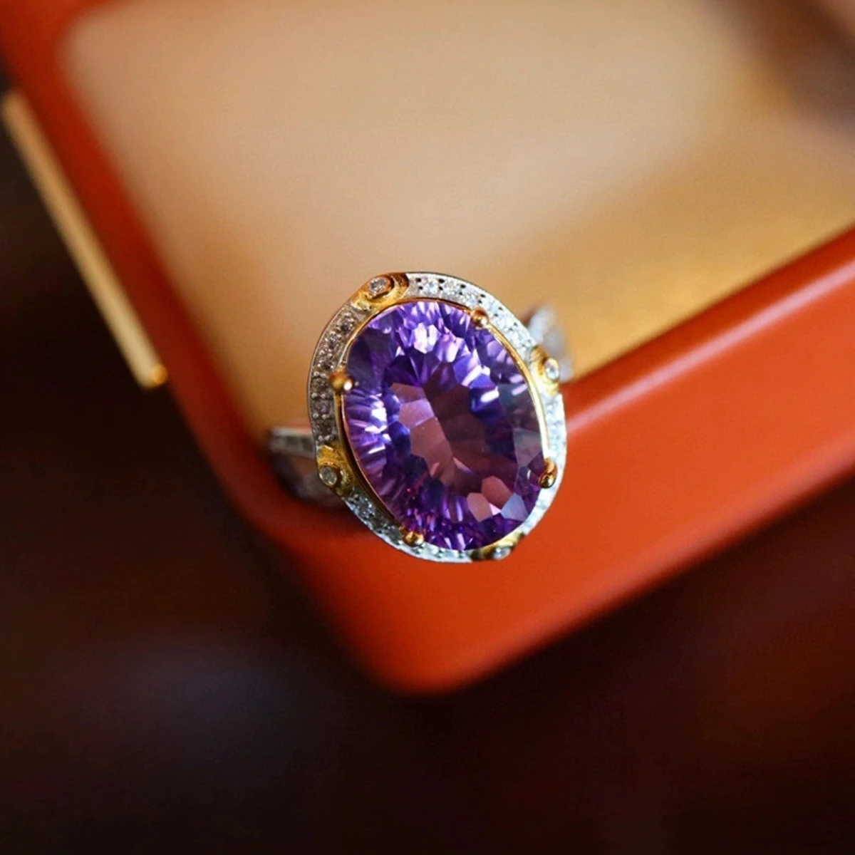 

925 Sterling Silver Natural Amethyst Woman Rings Adjustable Jewelry Luxury Trend Fine Engagement Rings Dating Ring Female