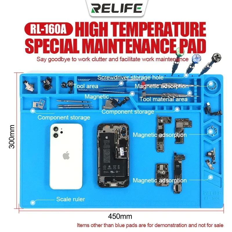 RL-160A Repair Silicone Pad Insulation Heat-Resistant Soldering Station Silicon Soldering Mat Work Pad Desk Platform RELIFE
