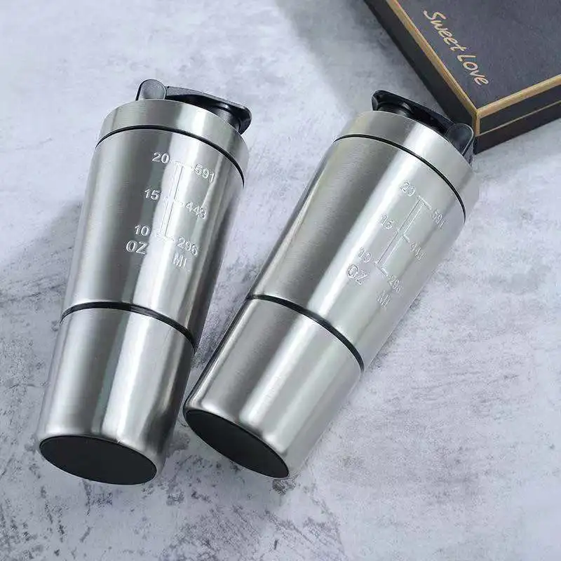 Stainless Steel Protein Shaker Cup Portable Fitness Sports Mug Nutrition Shakers Cup Water Bottles Water Cup Portable Shakers