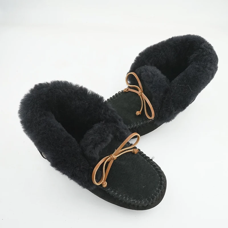Solid Color Genuine Leather snow boots Real Wool Women Boots Warm Inside Wool Winter Shoes for Women Anti-slip Ankle Boots