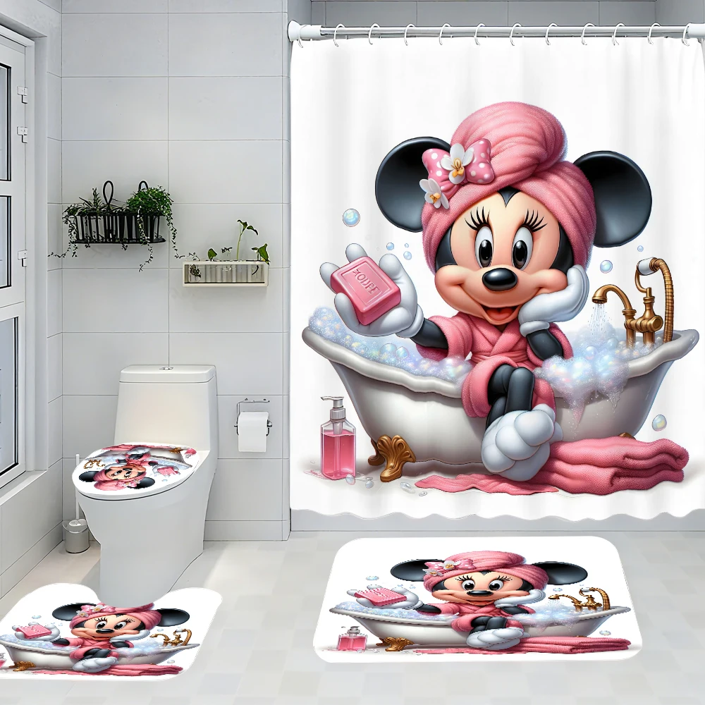 

Набор из четырех предметов для ванной комнаты с Микки Маусом Disney — авангардная водонепроницаемая занавеска для душа, создающая полный комплект для ванной комнаты