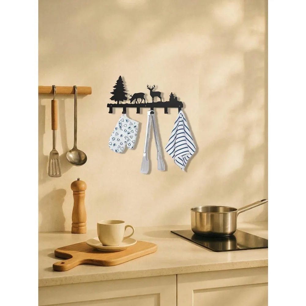 خطافات حائط سوداء غير لامعة مقاومة للصدأ شديدة التحمل - خطافات معطف مقاومة للماء لتوفير المساحة للقبعات والسترات والأكياس والمناشف - Easy Mou