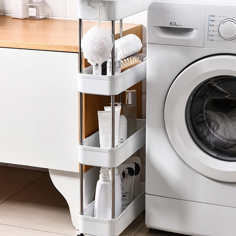 Hot Tier Rolling Utility Cart, Movable Slim Storage Rack For Kitchen, Bathroom, Living Room - Space Saving Organizer Shelf