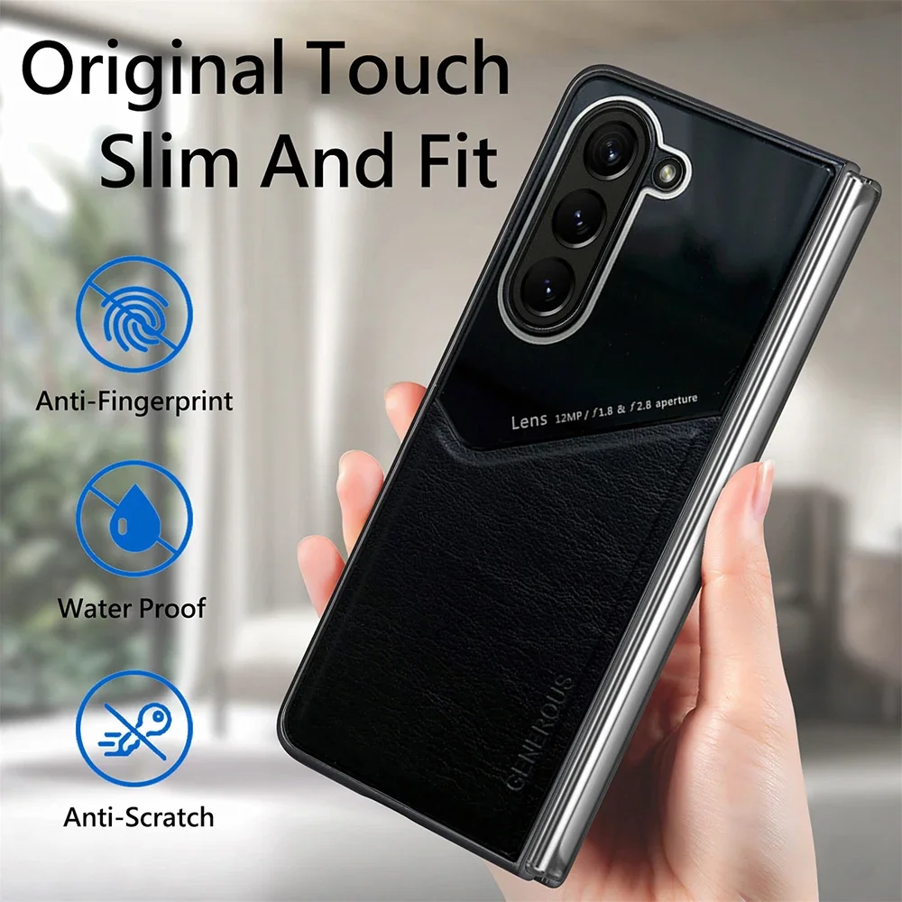 Luxury Leather Magnetic Car Many Function Case for Samsung Galaxy Z Fold 6 5 4 3 TPU Soft Frame Shockproof Protect Phone Cover