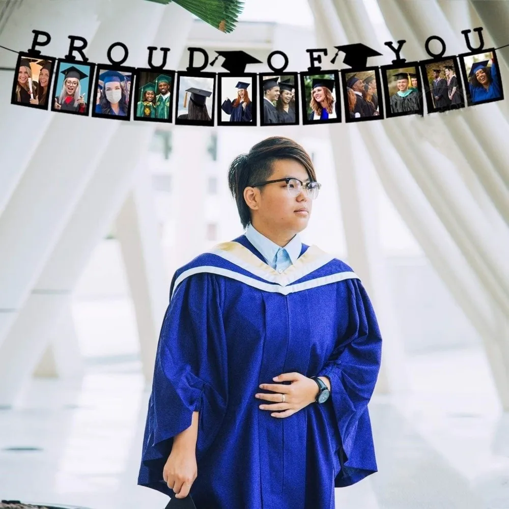 12th Grade Graduation Photo Banner Celebrate Graduation Seaso Photo Frame Hanging Flag Paper Handmade Congrats Grad Banner