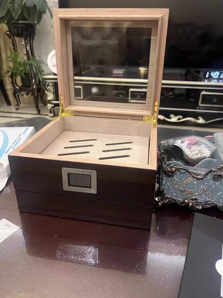 Spain Cedar Wood Piano Paint Large Capacity Cuban Cigar Case Humidor Set Classic Design Lacquer Technics Accessories Included view 5