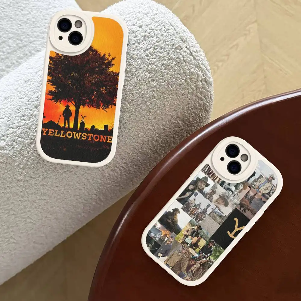 American TV Y-Yellowstone Leder-Handyhülle für iPhone 16 15 14 13 12 11 Pro Max Plus Stoßfeste Schutzhülle