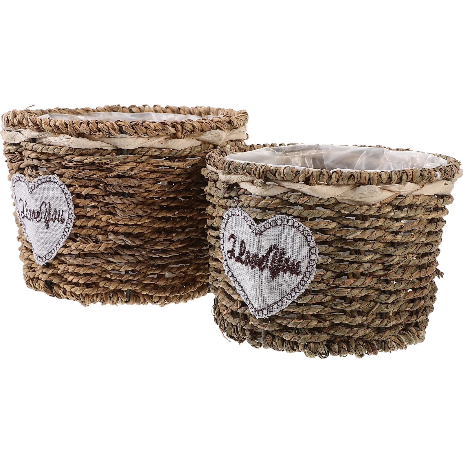 

2 Pcs Woven Flower Basket Baskets Pot Grass Light Brown Home Decorations Storage Planters Indoor Plants Organizer