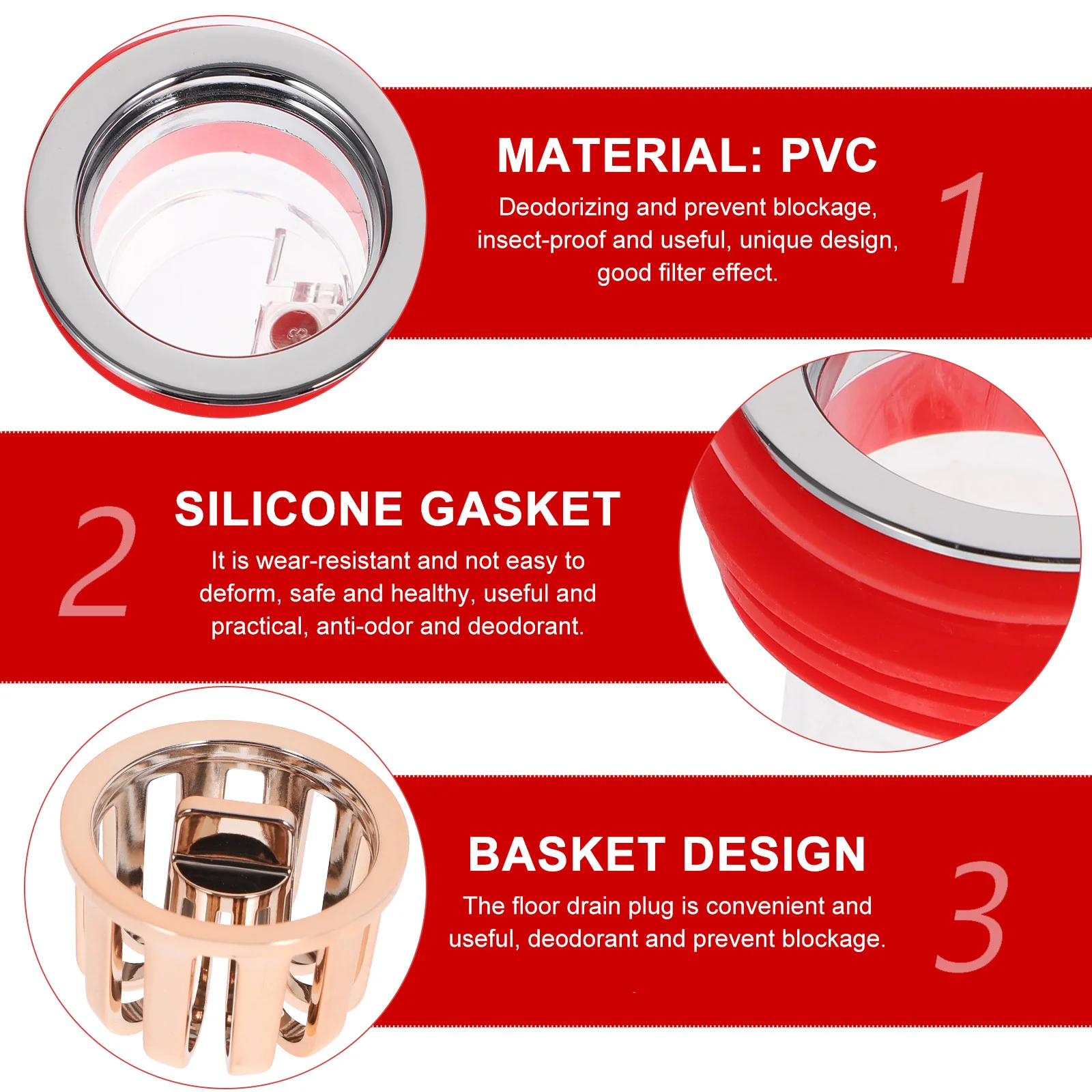 

Premium Magnetic Drain Floor Drain Plug Core Universal Shower Plug Bathtub Stopper Sink Strainer Corrosion Resistant Durable