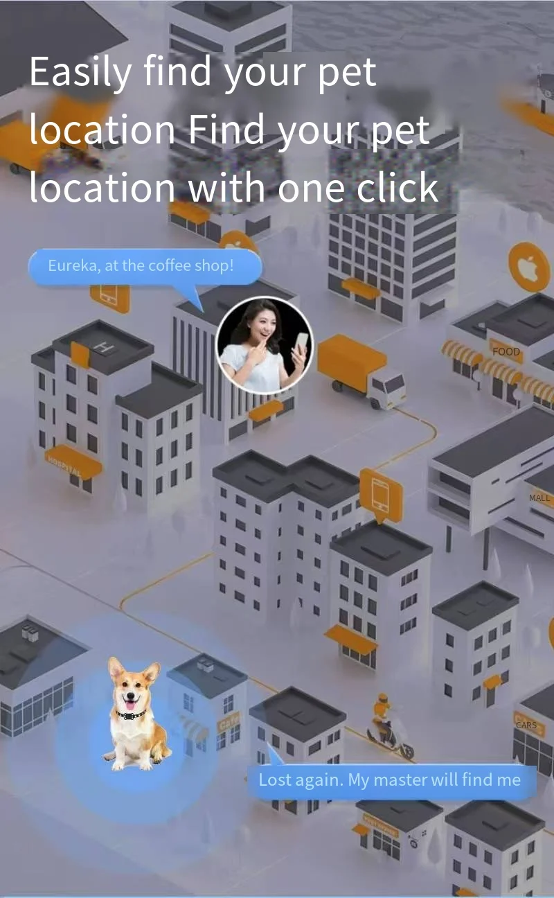5Gの正確な測位！ スマートドッグトラッカーモバイルリアルタイムモニタリング+電子フェンスアラーム超薄型防水