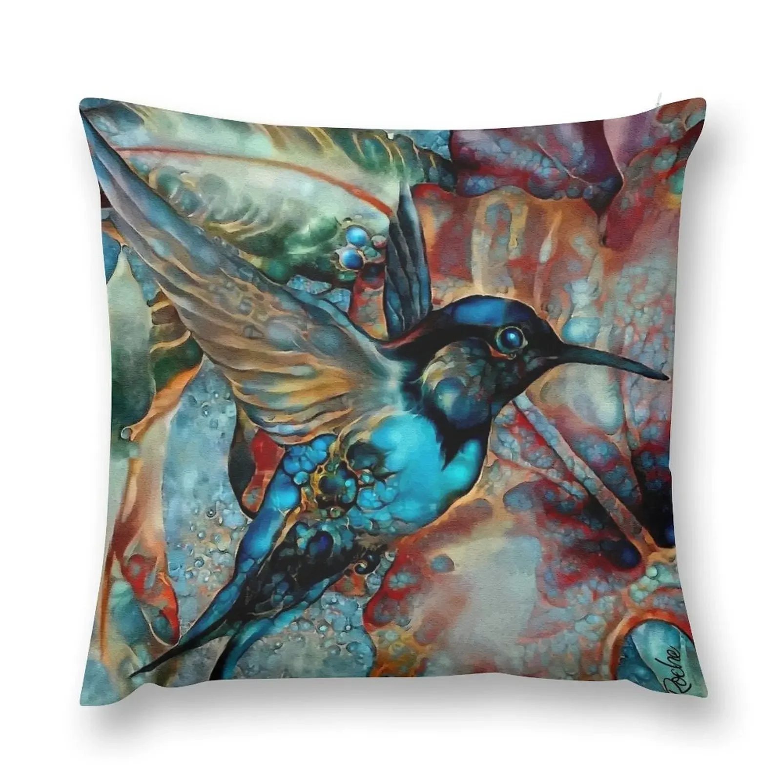 Colibri des vignes, hummingbird, colibri, lea roche paintings Throw Pillow christmas decorations for home 2025 pillow