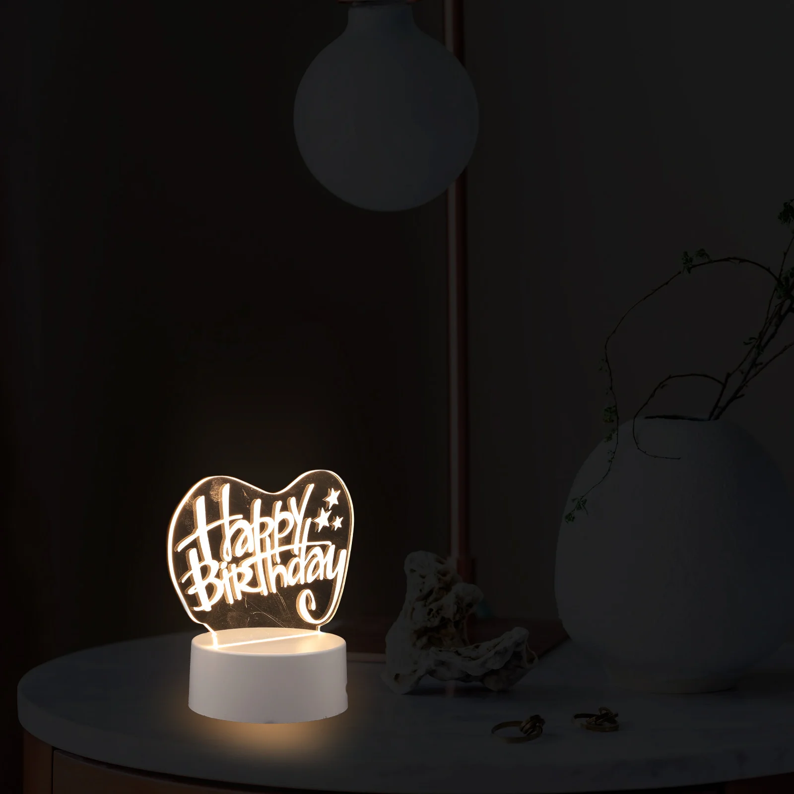 1 قطعة ثلاثية الأبعاد ضوء الليل رومانسية شفافة ديكور LED مصباح المنزل غرفة نوم الجدول ضوء هدية عيد ميلاد عيد الميلاد حفلة الإضاءة الدافئة