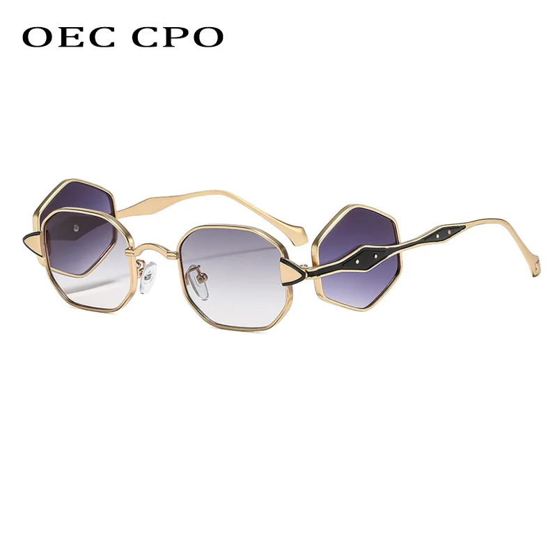 

OEC CPO New Punk Square Sunglasses Women Sexy Double Lens Metal Frame Sun Glasses Female Gradient Shades UV400 Eyewear