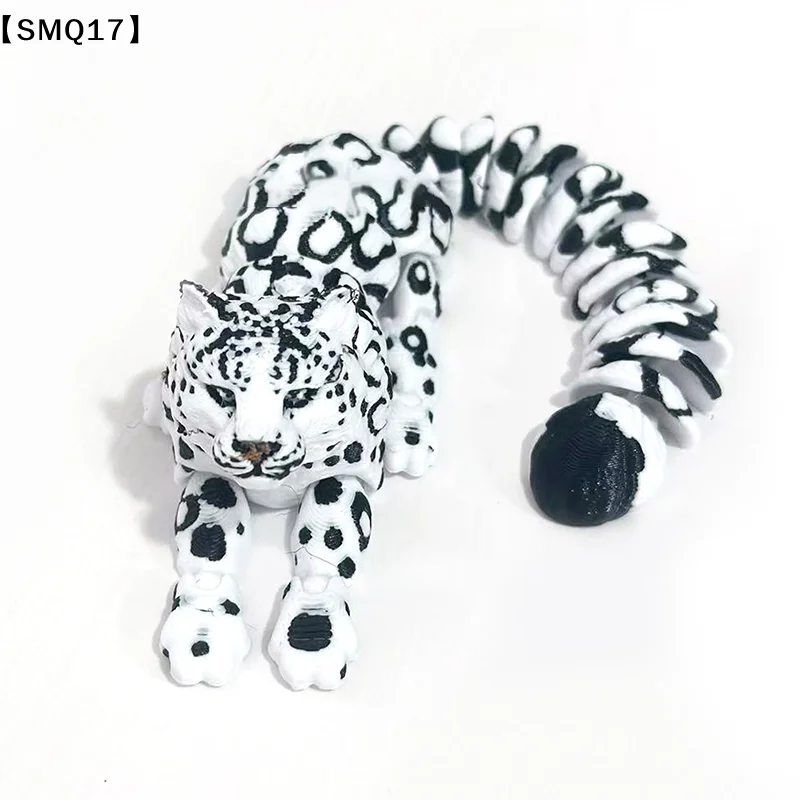 3D Printed Snow Leopard Model Simulation Multi-joint Movable  Animals Figurines Miniatures Home Decoration Crafts Figurines【SMQ】