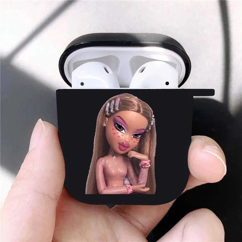 Hot Cute Bratz Doll Soft silicone TPU Case For AirPods Pro2 1 2 3 Luxury Black Silicone Wireless Bluetooth Earphone Box Cover