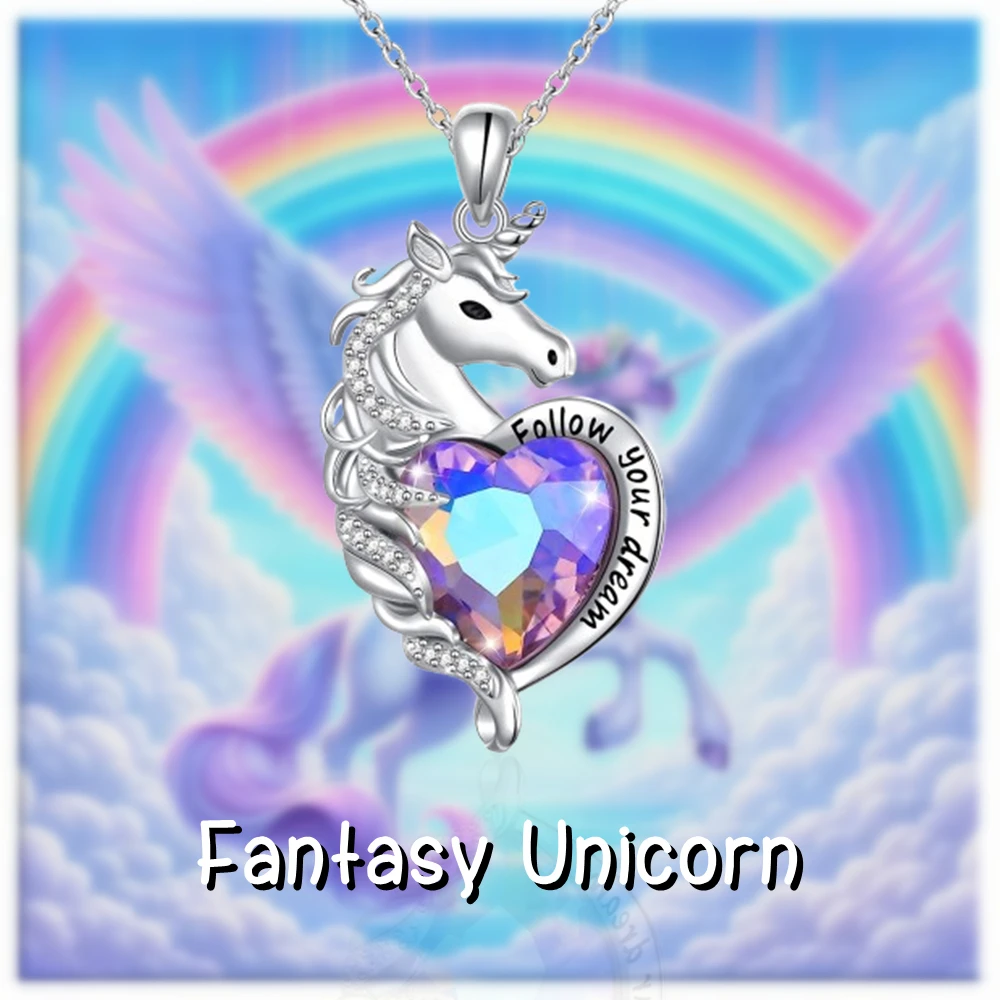 Dreamy Rainbow Unicorn Pendant Necklace Exquisite Women's Jewelry Accessories Birthday Children's Day Gift