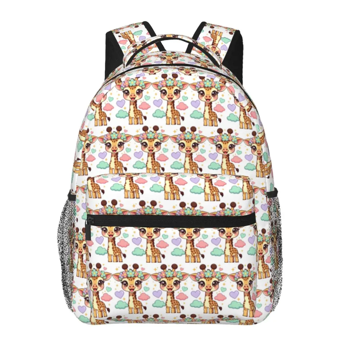 

Cute Flower Crown Baby Giraffe Backpack Student Boys Girls BookBag Children School Bag Computer Shoulder Bags for Men Women