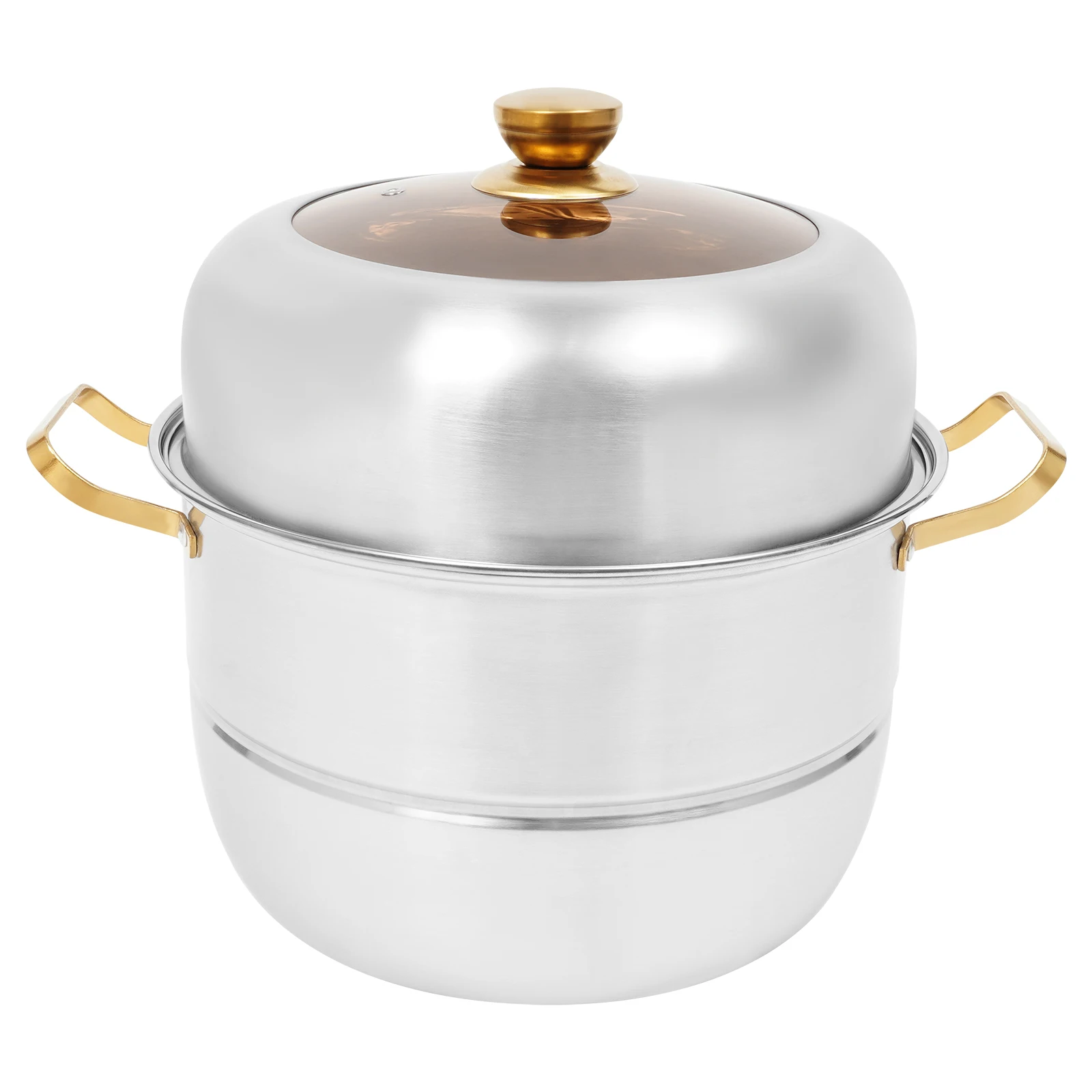 

Lightweight 8L 3-Tier 201 Stainless Steel Steamer Pot Set with Clear Lid, Multi-Hob Use, Perfect for Family Cooking