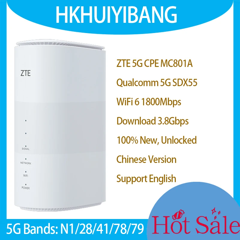 Оригинальный маршрутизатор ZTE 5G WiFi 6 CPE MC801a SDX55 2,4/5 ГГц двухдиапазонный AX1800 5G 4G LTE CAT22 домашний модем со слотом для SIM-карты