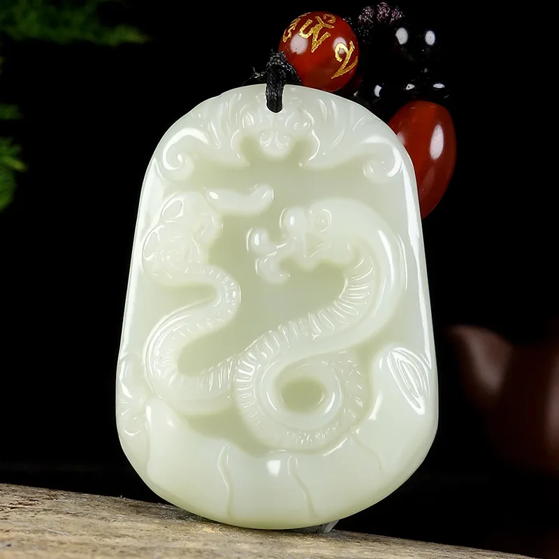 

Ювелирные изделия из натурального нефрита Хэтянь, белый нефрит, зодиакальная змея, нефритовая подвеска для мужчин и женщин