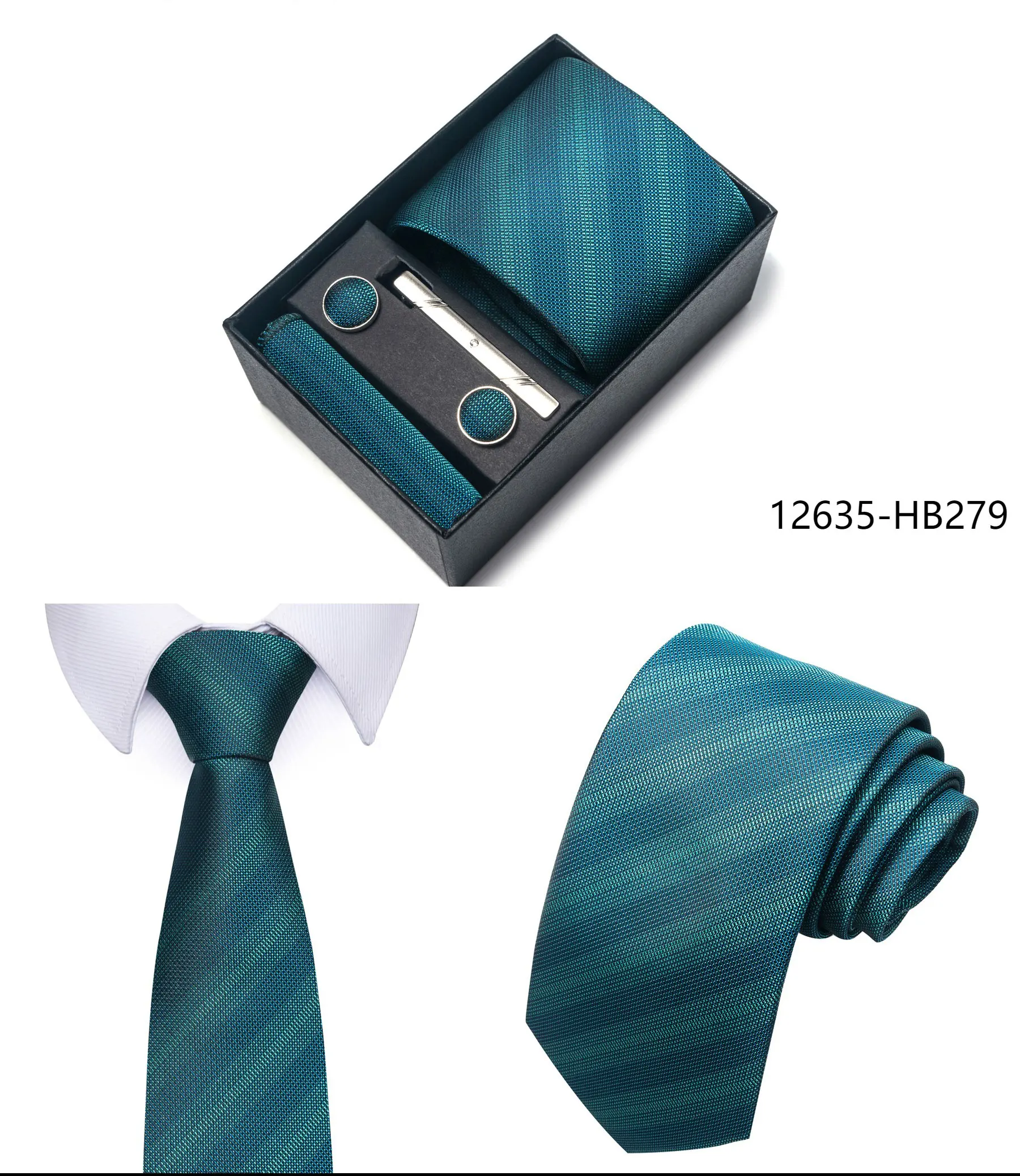 High Grade Holiday Gift Box Brand 8 cm Blue Paisley Tie Handkerchief Cufflink Set Men Necktie Clothing Accessories Birthday Gift
