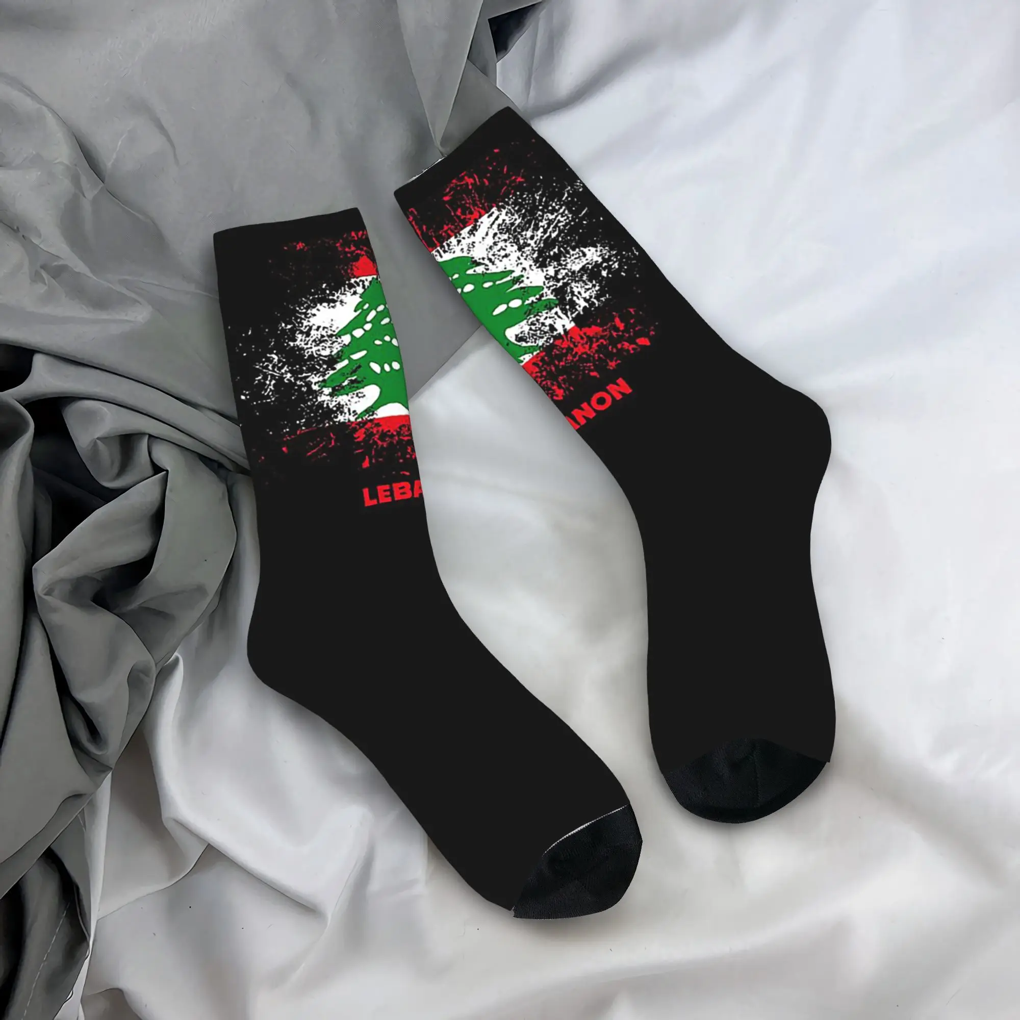 

All Seasons Lebanon Watercolor Lebanon Flag Lebanese Outfit Socks Harajuku High Quality Stockings Crew Socks Birthday Present
