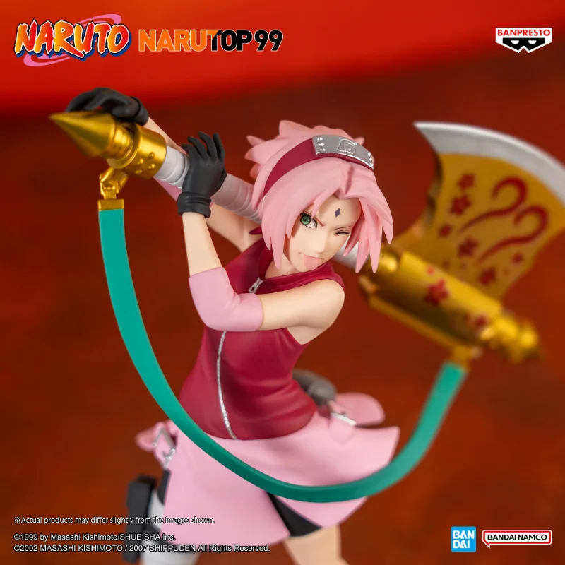 Bandai Original NARUTOP99 Haruno Sakura Anime Action Figure Desktop Ornaments Cartoon Figures Model Kids Gift