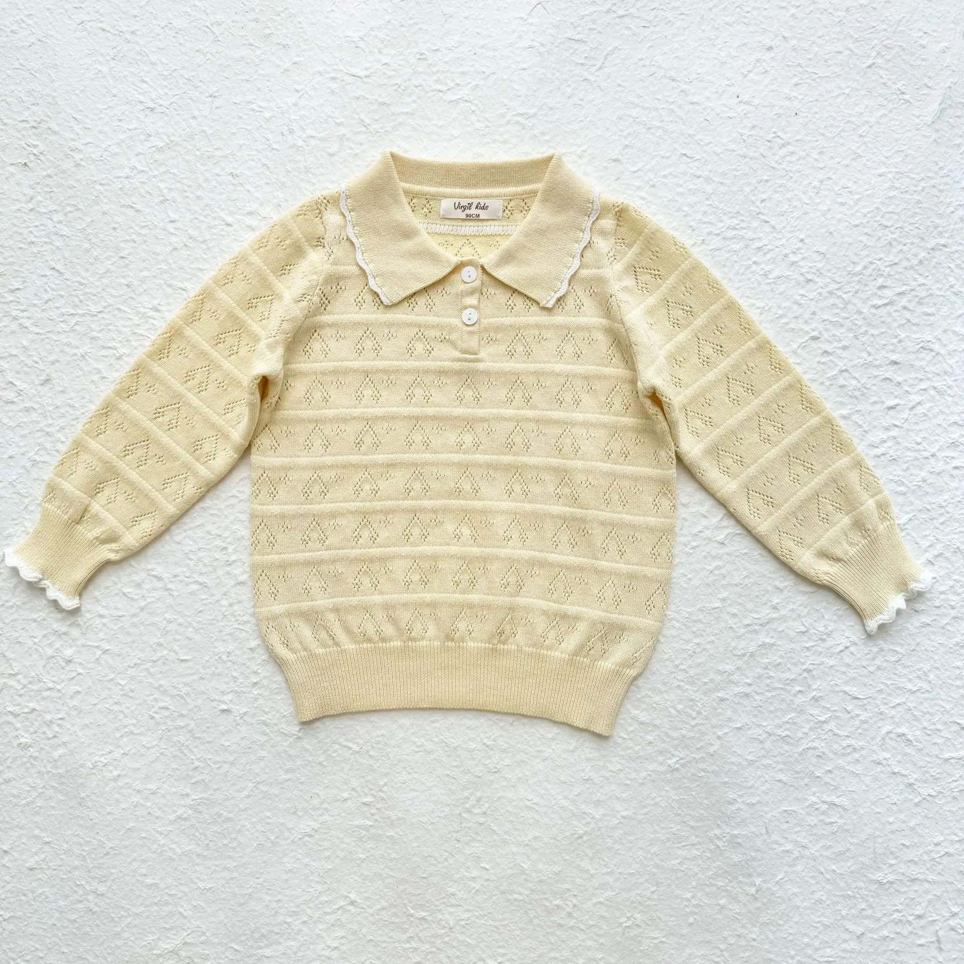 2026 New Autumn Children Knitted Sweaters Long Sleeve Hollow Out Korean Style Baby Girls Pullovers Tops  125