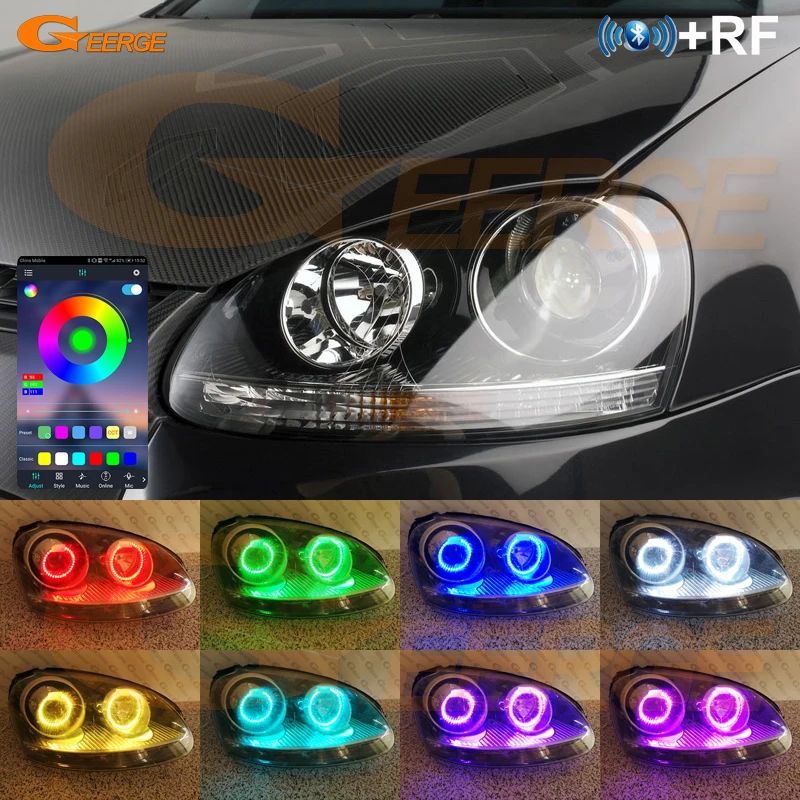 For VOLKSWAGEN VW Golf 5 V Mk5 RF Remote Bluetooth-Compatible APP Ultra Bright Multi-Color RGB Led Angel Eyes Kit Halo Rings