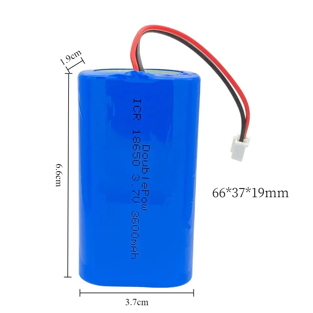 3.7V 18650 3600mAh Rechargeable Lithium Battery Packs for LED Light Bluetooth Speaker Street Lights Solar Lights+XH2.54-2P Plug